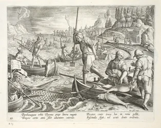 Pesca con reti e tridenti nella baia di Napoli, tavola 89, illustrazione da 